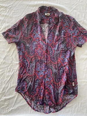 INSIGHT Label Mens Red- Purple Print Collared Button Down Shirt Top S • $10