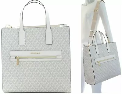 Michael Kors Kenly LARGE NS Tote Satchel Shoulder Bag Light Cream Multi $498.00 • $169