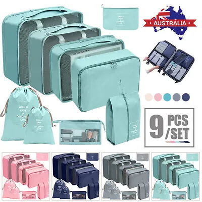 $21.99 • Buy 9/18Pc Travel Luggage Organiser Set Suitcase Storage Bags Clothing Packing Cubes