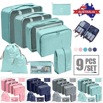 $21.99 • Buy 9/18Pc Travel Luggage Organiser Set Suitcase Storage Bags Clothing Packing Cubes