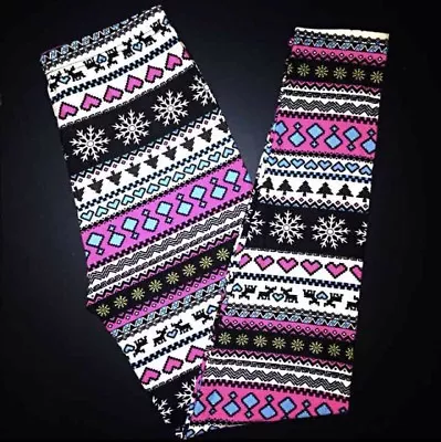 Buttery Soft Christmas Tree Snowflake Legging One Size S M L Holiday Reindeer OS • $24.99