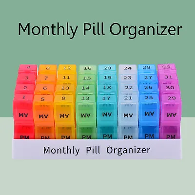 Monthly Pill Organizer Pill Case Box One Month Twice A Day AM PM Home Daily Use  • $14.91