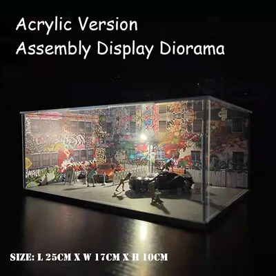 Diorama 1/64 Model Car Parking Lot Display LED Lighting Vehicle Acrylic Cover • $38.28