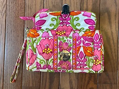 Vera Bradley Push Lock Clutch Wristlet Bag Wrist Strap Pink Floral • $9.99