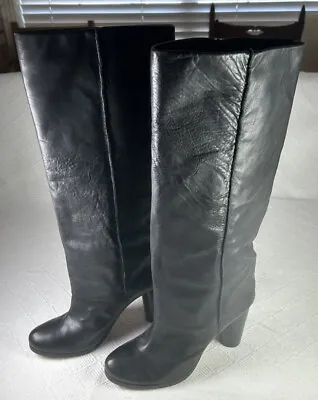 Vivienne Vero Cuoio Modern Vintage Black Leather Knee High Boots Size 39 *NICE* • $33.25