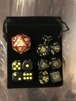 1 Mtg Baldur's Gate Oversized Spindown D20 Die 4 D6 Dice And Dnd Dice Set W Bag • $13.99