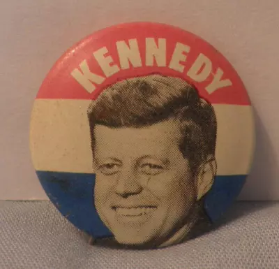 John F. Kennedy 1960 Campaign Pinback Button-Measures 1  Across-Free Shipping • $9.99