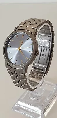 Q&q All Titanium Mens 34.5 Mm Cased Quartz Watch Small 7  Strap. New Battery • £24