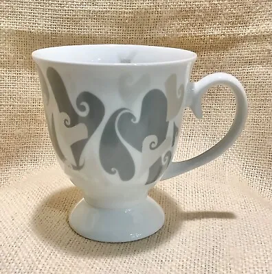 MARY KAY COSMETICS Gray Dancing Hearts Pedestal Coffee Mug Cup • $12.99