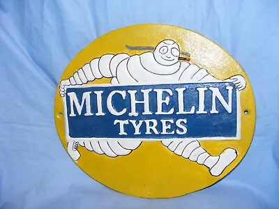 Michelin Sign Cast Iron Advertising Sign Garage Man Cave Michelin Man Tyre Oval • £28.95