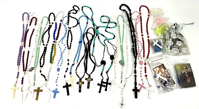 Rosary Crucifix Lot Of 26 Multicolored Plastic Religion Catholic Christian • $20.01