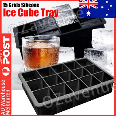 15 Grids Silicone Ice Cube Tray Large Mould Mold Giant Maker 3.2 CM Square NEW • $11.59