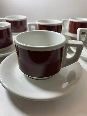 Set 6x Vintage ACF ITALY Chocolate Brown Espresso CUPS & SAUCERS 4 Oz • $24.95