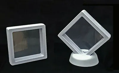 £3.35 • Buy 3D Clear Floating Display White Frame 7x7x2 Cm Coin/Jewellery Shadow Box & Stand