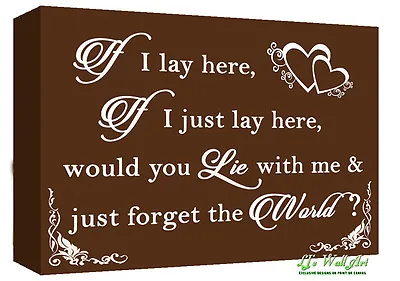 If I Lay Here - Snow Patrol QUOTE Canvas Wall Art Picture Print  Chocolate Brown • £21.49