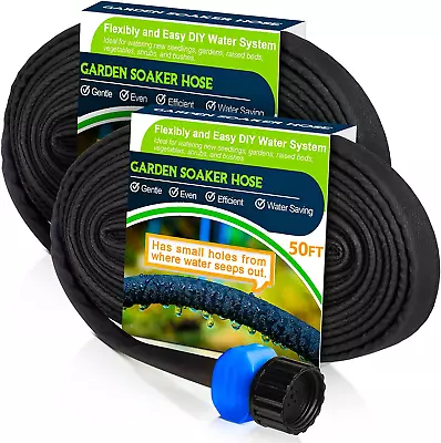 Soaker Hoses For Garden 100 FT (50 FT X 2Pack) Heavy Duty Drip Irrigation Hose • $30.86