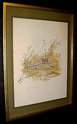 Framed FREDERIKSBERG HAVE Watercolor Print Signed By Artist MADS STAGE   • $46