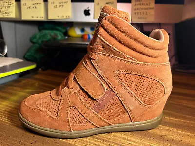 SKCH+3 Skechers Womens 8.5 Ankle Boots Leather Hidden Wedge Rust Orange • $22.45