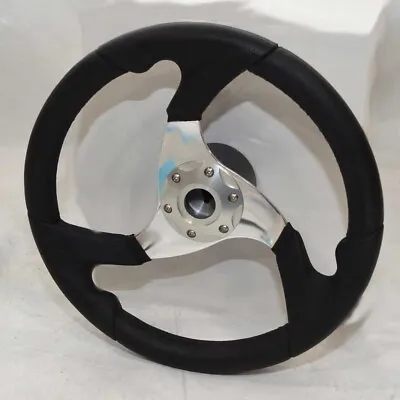 Boat Steering Wheel 14 Inch Vinyl Aluminum Black Silver • $119.89