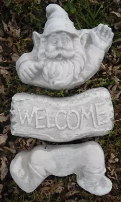 3 Piece Welcome Gnome Tree Mold Plaster Concrete Resin Mould 11 H X 6  W Total • $47.95