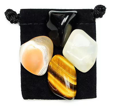 YIN YANG BALANCE Tumbled Crystal Healing Set = 4 Stones + Pouch + Description • $10.99