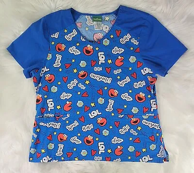 Sesame Street Elmo Scrub Shirt Blue SZ(XL) Nurse Vet Tech Nursing  • $16.33