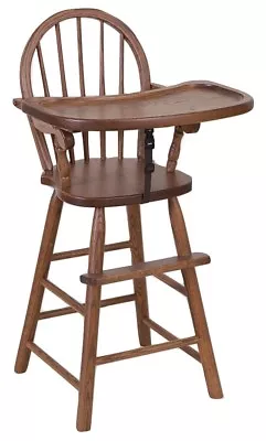 BOW BACK HIGH CHAIR - Solid Oak Child Booster Seat & Tray - Amish Handmade USA • $407.99