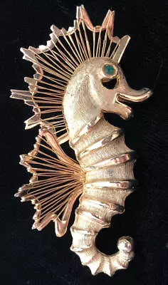 Rare Vintage MONET Spinneret Wire Fin SEAHORSE Figural Pin/Brooch~Gold ToneFJT • $40