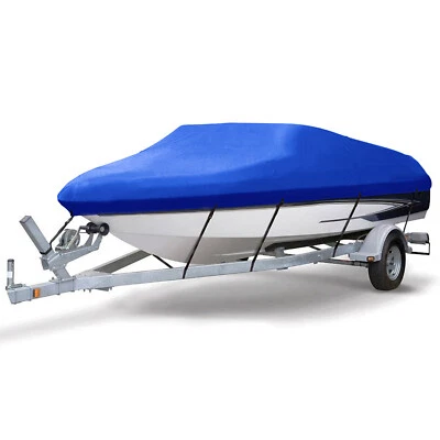 £28.99 • Buy 14-16FT Boat Speedboat Cover 210D Waterproof Fish Ski For V-Hull Marine Blue NEW