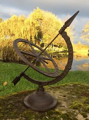£32.50 • Buy Cast Iron Armillary Sundial Weathervane Compass Garden Ornament Statue 🌞