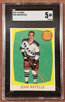 1961 Topps #60 Jean Ratelle New York Rangers Original Rookie Hockey Card SGC 5 • $374.99