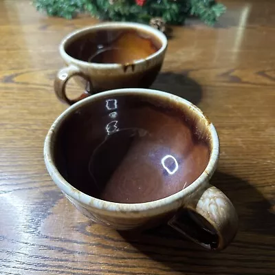 2x Vintage McCOY Brown Drip Glaze Single Handle Soup Bowl Mug Cup #137 • $26.85