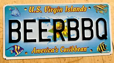 U.s. Virgin Islands Graphic Vanity License Plate   Beer Bbq   Cerveza  Barbecue • $34.99