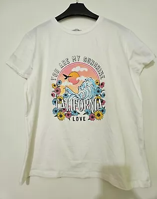 Women White Graphic T-Shirt Summer You Are My Sunshine Size 12/M/UK Soft Cotton • £2