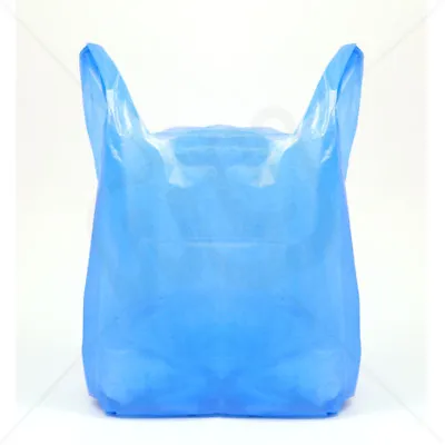£2.30 • Buy STRONG NEW Blue Plastic Vest Carrier Bags 11x17x21  Shopping Takeaways 18mu