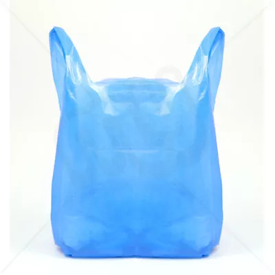 £2.30 • Buy STRONG NEW Blue Plastic Vest Carrier Bags 11x17x21  Shopping Takeaways 18mu