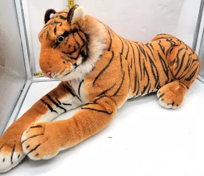 Vintage Jumbo Size Kellytoy Realistic Tiger Plush Stuffed Animal 24-36  With Tai • $24.95