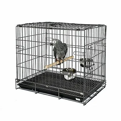 Premium Parrot Travel Carry Cage With Bowls & Wooden Perch - Birds - Antique • £43.99