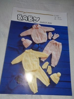£1 • Buy Baby/childs Knitting Pattern - Sweater - Cap - Mitts - Pants - 18  - 28  - Aran 