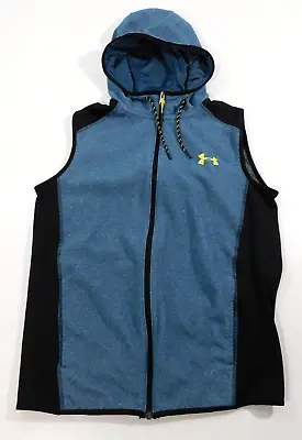 Under Armour Full Zip Vest Men's Small Loose Hoodie Coldgear Blue Workout • $25.99