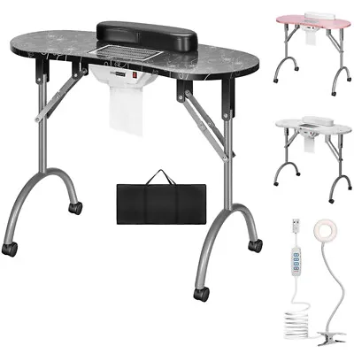 Portable Manicure Nail Table Station Desk W/ Dust Collector LED Lamp Carry Bag • $99.99