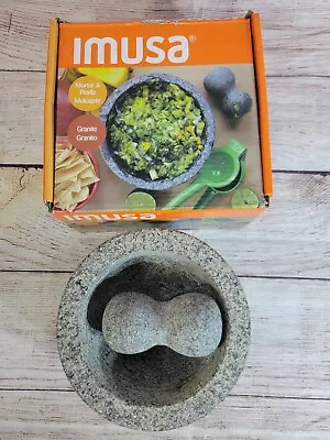 Vintage Granite Stone Mortar And Pestle Molcajete Mexican Salsa Bowl 6 Inch  NOB • $28