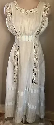 Vintage Edwardian Crochet Inserts Lawn Dress 36 • $28