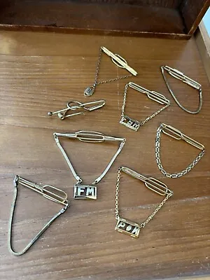 Vintage Lot Of 8 Tie Bars With Chains Initials Estate Lot Swank Anson • $24