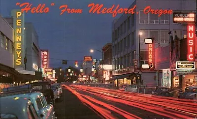 Postcard -  Hello  From Medford Oregon Central Street 0143 • $6.15