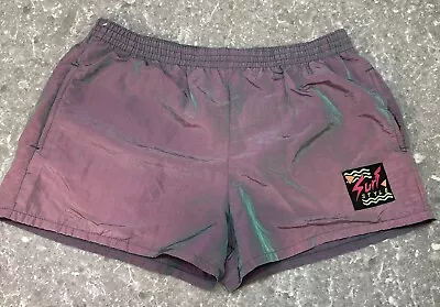 Vntg Retro Surf Style Swim Shorts 80s 90s Iridescent Purple (L) Read Description • $24