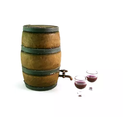  Dollhouse Miniature Wine Barrel With Wine Glasses B3262 • $6.99