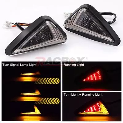 LED Motorcycle Flush Mount Flowing Turn Signals Indicator Brake Light Amber Red • $11.98