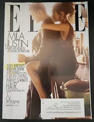 ELLE Magazine August 2011  JUSTIN TIMBERLAKE MILA KUNIS B16:718 • $7.16