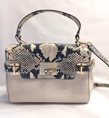 MICHAEL KORS Python Emb Leather ASTRID Elegant Satchel Purse Crossbody Bag EUC • $109